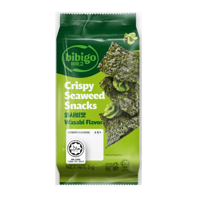 morské riasy snack wasabi Bibigo