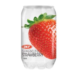 OKF jahodový perlivý nápoj plechovka