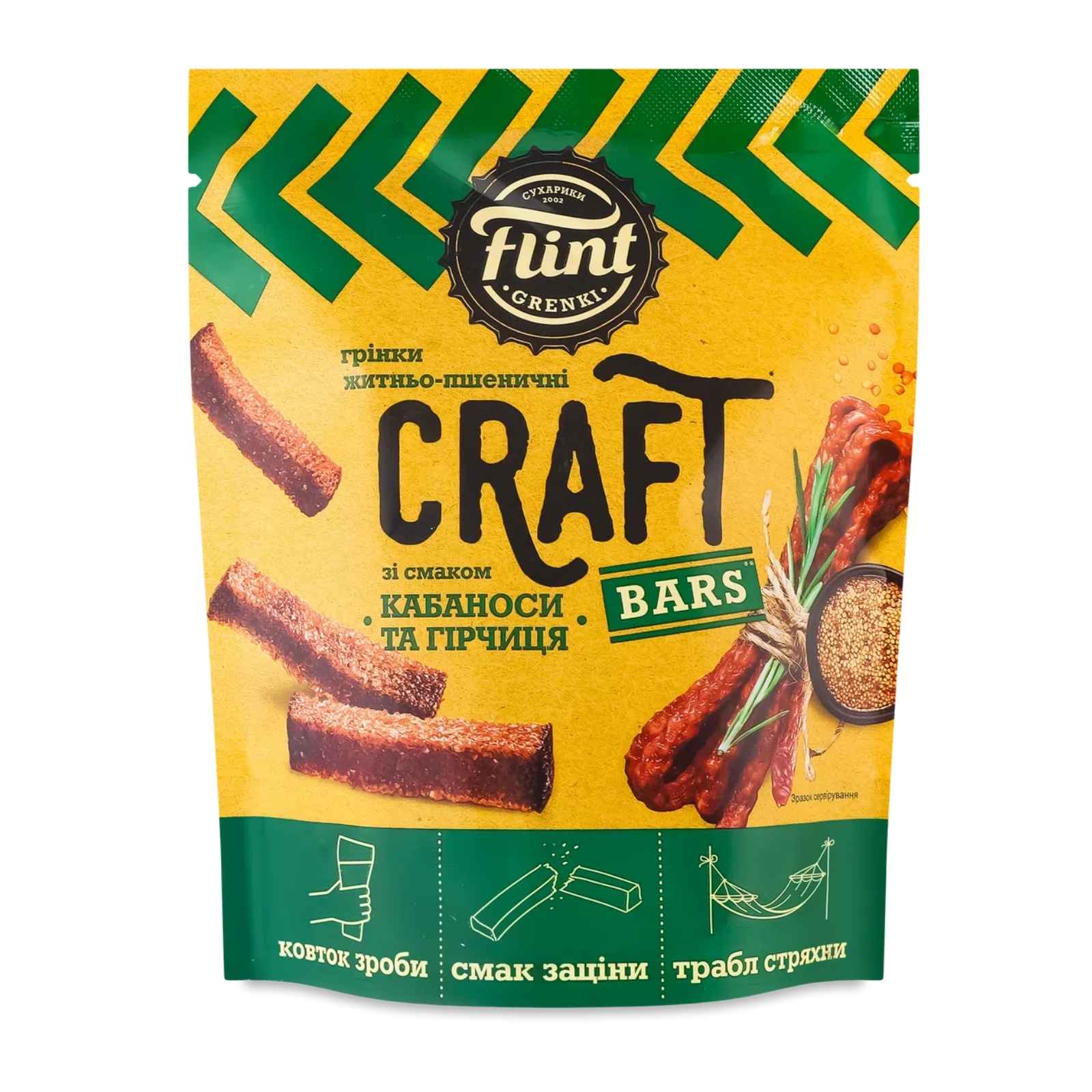 FLINT Craft Bars ražné chlebové tyčinky s príchuťou kabanosu a horčice 90 g FLINT Craft Bars ražné chlebové tyčinky s príchuťou kabanosu a horčice 90 g