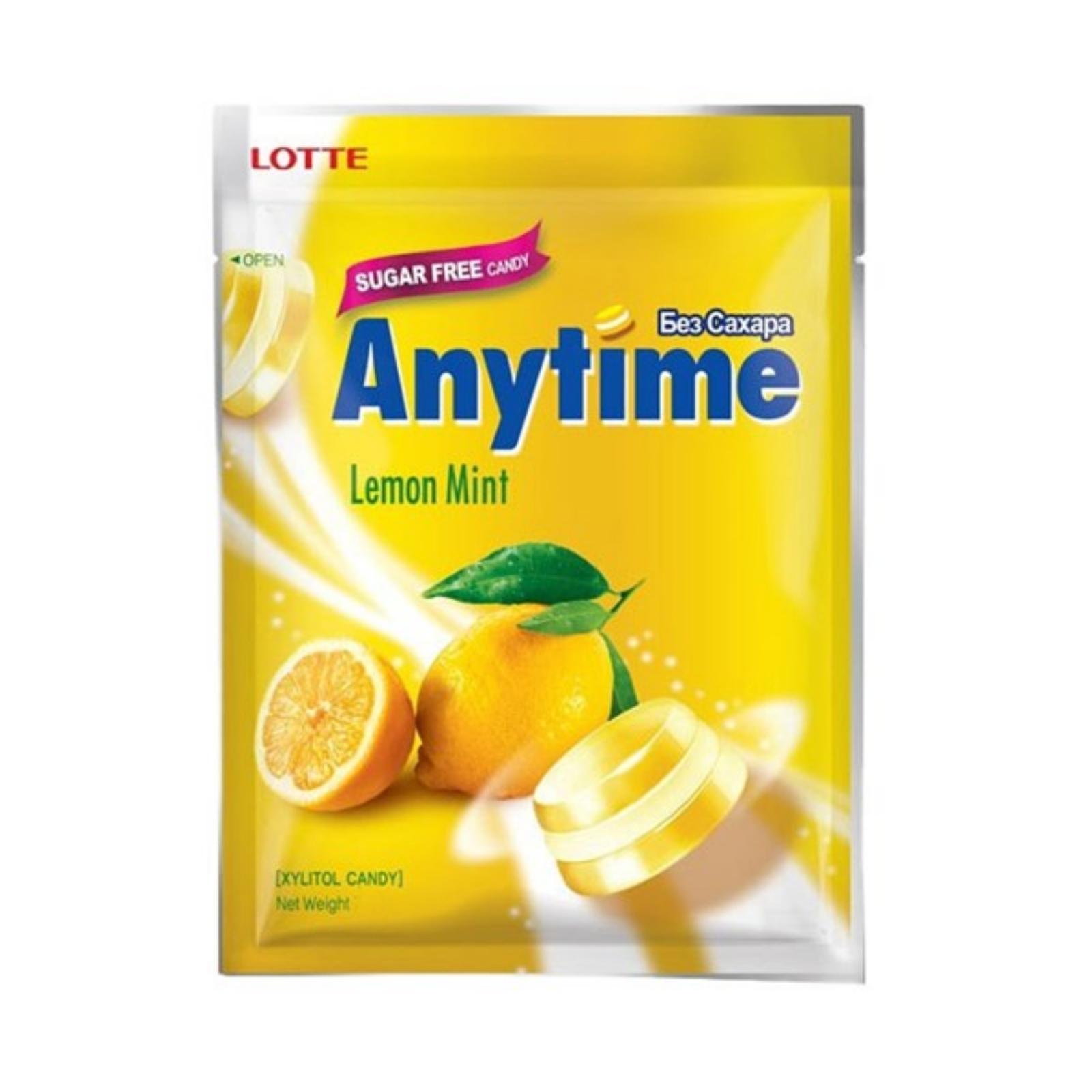 LOTTE Anytime Lemon Mint xylitolové cukríky bez cukru 74 g LOTTE Anytime Lemon Mint xylitolové cukríky bez cukru 74 g
