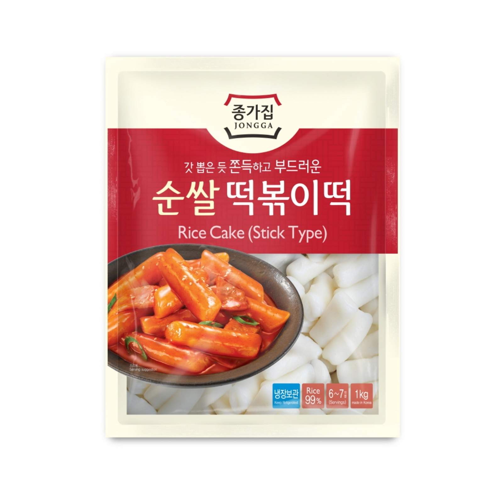 JONGGA Tteokbokki ryžové valčeky JONGGA ryžové valčeky Tteokbokki 500 g